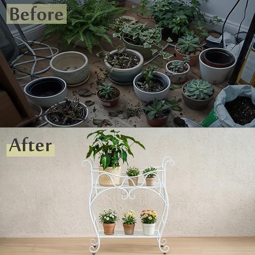 SOFFEE GARDEN White Two-Tier Fantasy Plant Stand, Whimsical Shelf Indoor Outdoor for Garden, Holds Pots, Unique Storybook Decor for Patio or Living Room by SOFFEE GARDEN - Used condition - Image 5