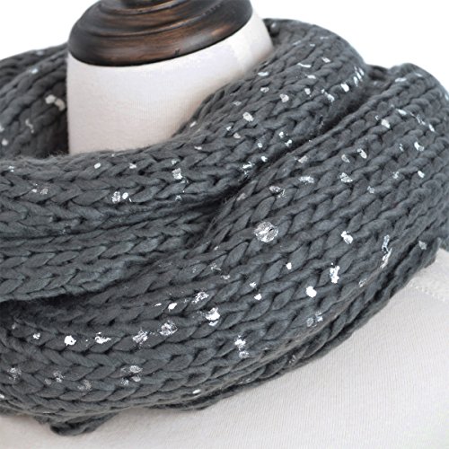 Premium Unique Winter Silver Flakes Rib Knit Soft Infinity Loop Circle Scarf4