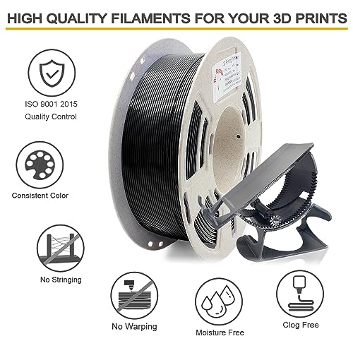 Image of RepRapper Black MPLA (Modified PLA) Extra Strong PLA Plus Filament for 3D Printer 1.75mm (± 0.03mm) 2.2lbs (1kg)