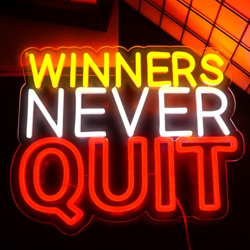 Image of Pugna Winners Never Quit Neon Signs for Wall Decor Neon Lights for Bedroom Led Signs Suitable for Dormitory Man Cave Christmas Gift