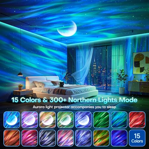 Image of Home Decor Gifts Light Projector with 375 Effects, 15 Sounds, Bluetooth | Ambient Light, Adjustable Brightness, Bedside Table Lamp, Bedroom Decor, Memory Function, Sleep Companion, Gift For All Ages