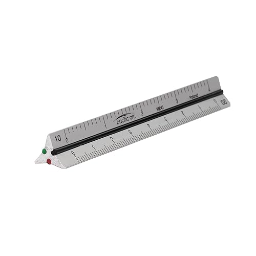 Miniatura 2 de Pacific Arc Regla de escala económica de ingeniería, dividida por 10, 20, 30, 40, 50, 60 grados a escala de partes, 12 pulgadas, amarillo, fabricado