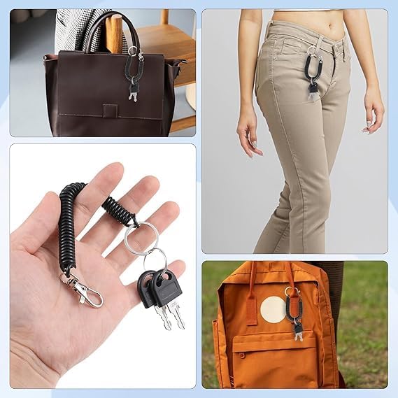 2Pcs Elastic Ropes Retractable Coil Springs Keychain, Anti-lost Key Chain Holder Clasp for Keys Wallet Cellphone and Other Identification Badges and Supplies - Image 4