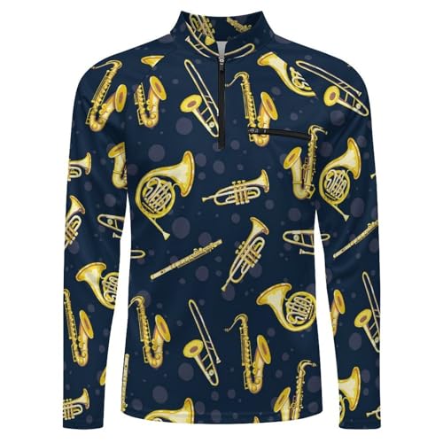 Wind Musical Instruments Men's Rash Guard Long Sleeves Quick Dry Fishing Workout Shirts with Zipper4
