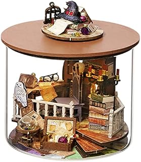 Spilay Dollhouse DIY Miniature Wooden Furniture Kit,Mini Handmade Doll House Model with Dust Cover & LED,1:24 Scale Creative Woodcrafts Toys for Adult Friend Lover Birthday Gift B32