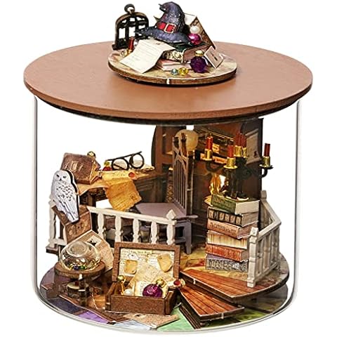 Spilay Dollhouse DIY Miniature Wooden Furniture Kit,Mini Handmade Doll House Model with Dust Cover & LED,1:24 Scale Creative Woodcrafts Toys for Adult Friend Lover Birthday Gift B32 Cover