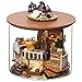 Spilay Dollhouse DIY Miniature Wooden Furniture Kit,Mini Handmade Doll House Model with Dust Cover & LED,1:24 Scale Creative Woodcrafts Toys for Adult Friend Lover Birthday Gift B32