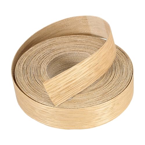 uxcell 7/8" x 25 ft Wood Edge Banding Pre-Glued Iron On Strip, White Oak