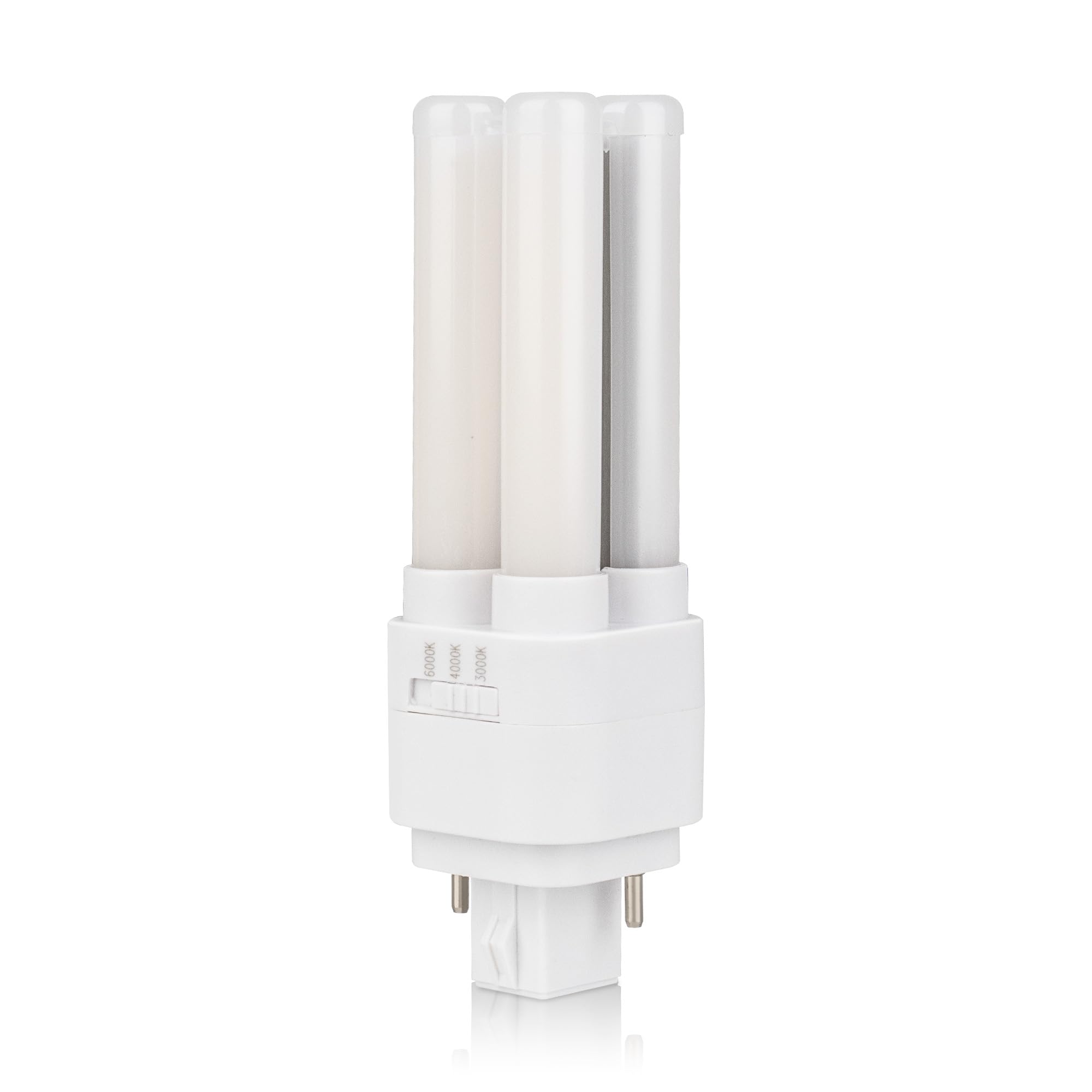 Bright Source LED PL-T Retrofit Compact Bulb, CFL Replacement, G24 2-pin Socket Base, 8W, 960lm, IP44, 3CCT Adjustable Light Colour 3000K 4000K 6000K, for Direct Mains Installation Only