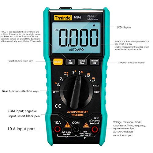 Auto Ranging Digital Multimeter - Sine/Triangle Wave Out Put Voltage Tester AC/DC Voltage AC/DC Current Ohm Volt Test Diode Continuity Test
