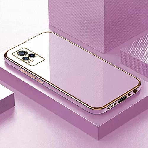 Image of for Vivo V20 Luxury Square Plating Phone Case Solid Color Soft Silicone Back Cover (for Vivo V20, Purple)