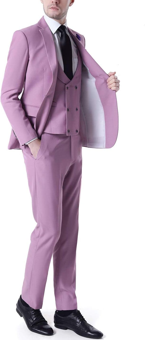 AK Beauty Fashion Lavender 3 Pieces Wedding Suits for Men Groom Tuxedos Men Suitsn