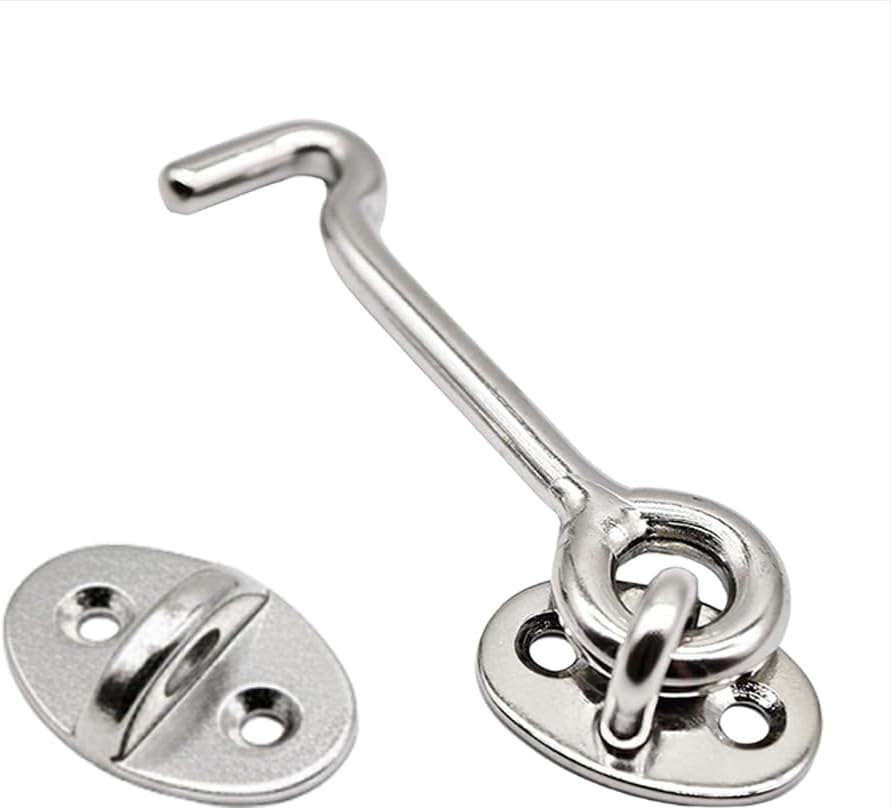 MARINE CITY Buckle Cabin Hook and Eye Latch, 316 Grade Stainless Steel, Wind Proof Shed Safety Stopper, Silent Holders Catch Lock, 2 Inches, Ideal for Marines, Boats, Ships, Yachts (Pack of 1)