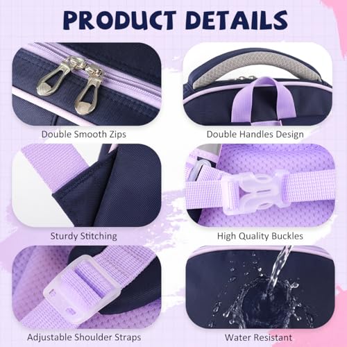 Image of PALAY School Bag for Girls Purple Blue Cartoon Backpack Waterproof Oxford Cloth Bookbag with Small Pouch Breathable Mesh Back Panel Stress Relief Daypack Children's Day Rakhi Gift for School Kids