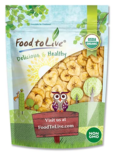Organic Banana Chips, 1 Pound — Sweetened, Unsulfured, Non-GMO, Kosher, Vegan, Bulk