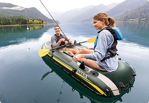 Image of Seahawk 2, 2 Person Inflatable Boat for Flood Rescue, Adventure, Rafting, Fishing, with Oars & Air Pump (68347)