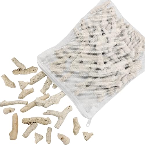 Image of PINVNBY 1.1lb /500g Crushed Coral for Aquarium Reusable Crushed Coral for Freshwater Aquarium with Mesh Bag Fish Tank Filter Media to Raise pH Filter Media