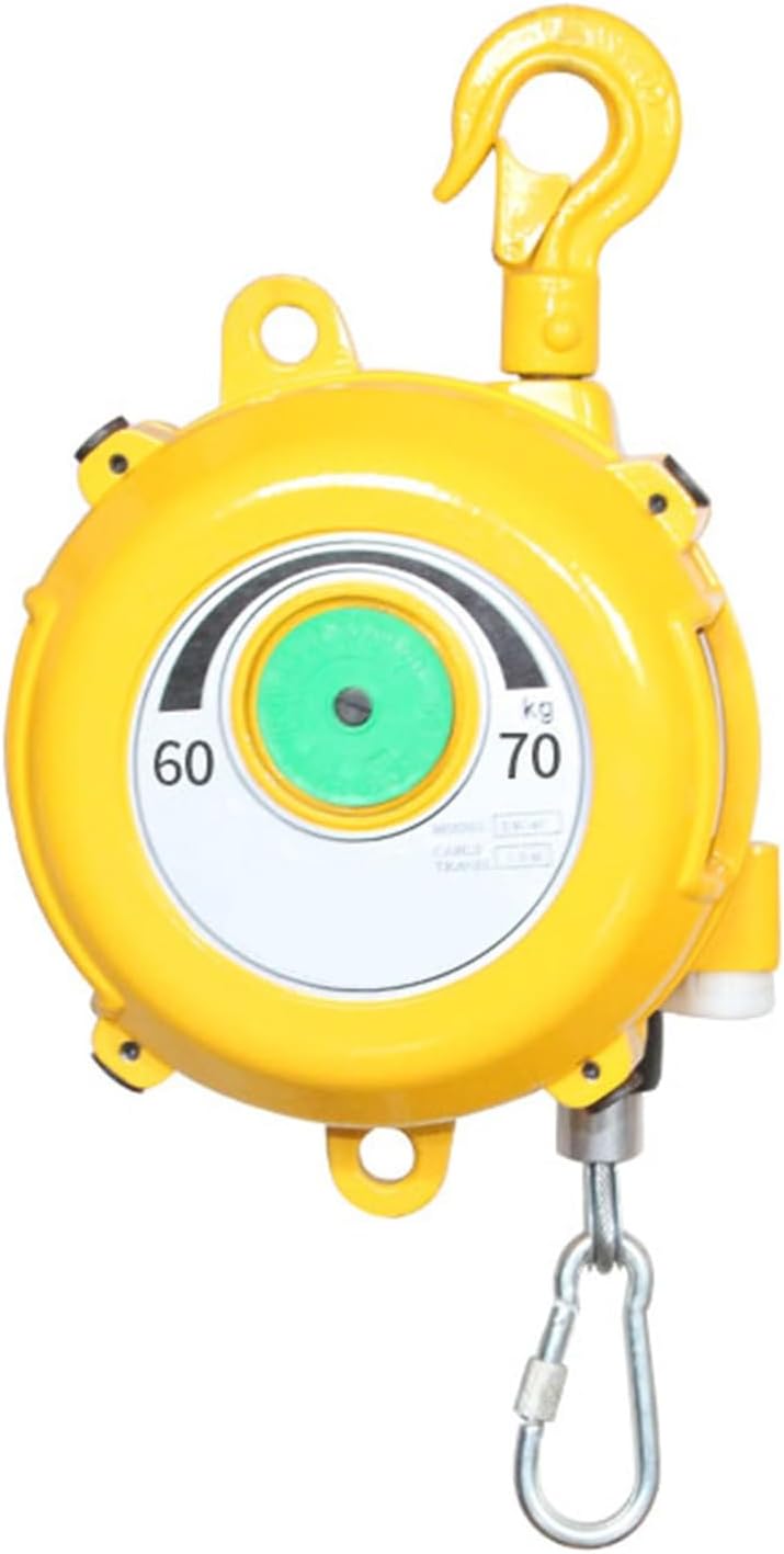 Heavy Duty 1.5m Retractable Spring Balancer with Hook & Rope, Adjustable Tool for Workshop & Auto, Supports 60-70kg Load, Ideal for Mechanics and Craftsmen