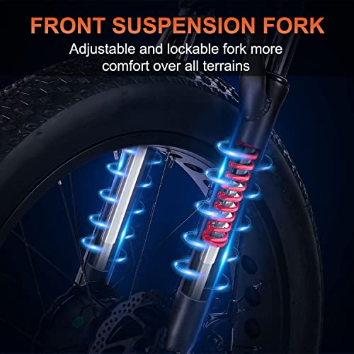 Addmotor M-550 Electric Bike, 65Mi, Electric Mountain Bike 750W 26'' Fat Tire Commuter E-Bike, 26 Mph Adult Electric Bicycle With Removable 48V 20Ah Lithium-Ion Battery, Shimano 7-Speed (Blue-01) #TOP7