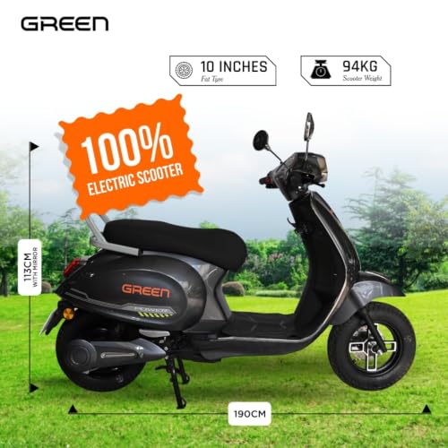 Image of Green Falco Low Speed Electric Scooter Non RTO 60 KM Range with Portable Charger (Grey)