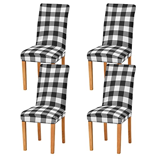 Xigua Buffalo Check Plaid Dining Chair Covers Set Of 2, Stretch Chair Slipcovers Removable Washable Chair Protector Covers For Dining Room, Restaurant, Hotel, Banquet, Ceremony #TOP1