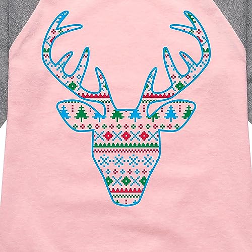 Instant Message - Pixel Sweater Deer - Toddler & Youth Girls Raglan Graphic T-Shirt3