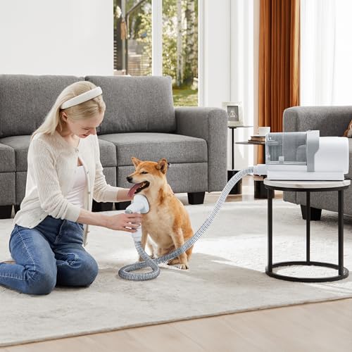 Image of NEWBULIG 5-in-1 Pet Grooming Vacuum Kit, 2.5L Dust Cup, 3 Suction Modes and 5 Groomer Tools, Dog Clippers with Cordless Low Noise for Cats, Dogs Other Animals Hair Trimmer