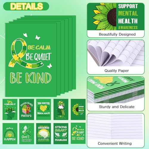 Mini blocs-notes santé mentale ruban vert : cadeau pédagogique enfants pour école - 3