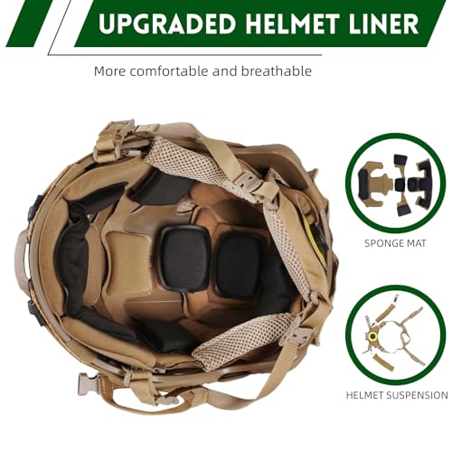 Tactical Helmet with Headset,4in1 Upgraded Adjustable with Helmet Cover for Airsoft Cosplay Military Tactical Gear - Image 4