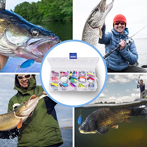 Foto von Fishing Forellen Spoon Set,Trout Spoon Forellenblinker Einzelhaken Set,Forellenköder 43 Stück, Spinner Angelköder,Angelzubehör Spinner Blinker Set zum Forellen Angeln Spoons Forelle Barsch Lachs Hecht