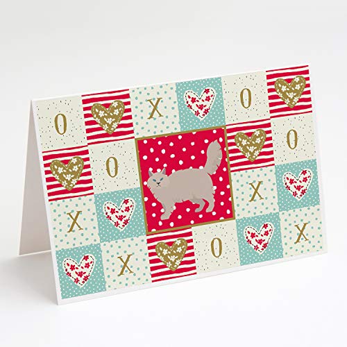 Caroline's Treasures CK5709GCA7P Siberian Forest #2 Cat Love Greeting Cards and Envelopes Pack of 8, Red Blank Cards with Envelopes Whimsical A7 Size 5x7 Blank Note Cards