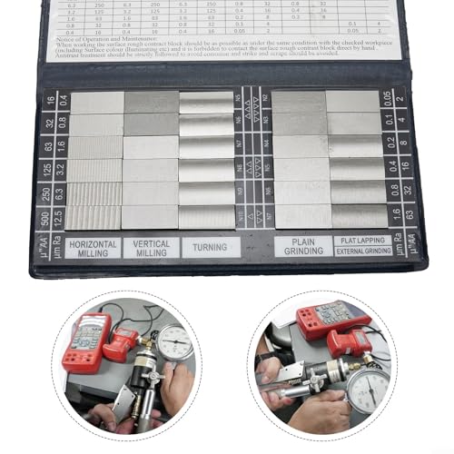 HOgardenME Oberflächenrauheit Vergleich, Oberflächenrauheitstester Ra0,05–12,5 mm Rauheit Probenblock Rauheitsprobe ein Set mit 30 Probenstücken