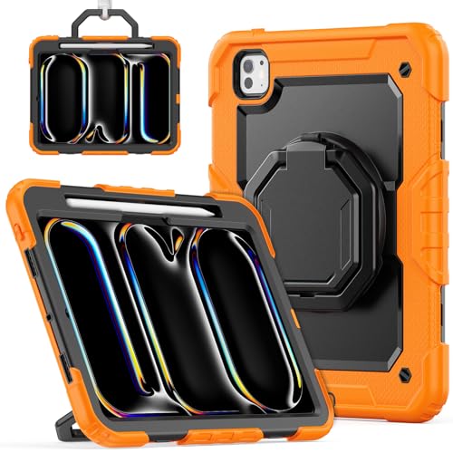Coque orange iPad Pro 11 M4 pour enfants et adultes en déplacement