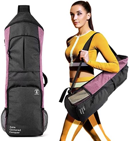 WARRIOR2 Yoga Mat Bags for Women & Men Fits 1/2" Thick Mat, Travel Yoga Backpack With Mat Holder, Large Pockets for Accessories & Water Bottles | Zipper Yoga Mat Bag Carrier