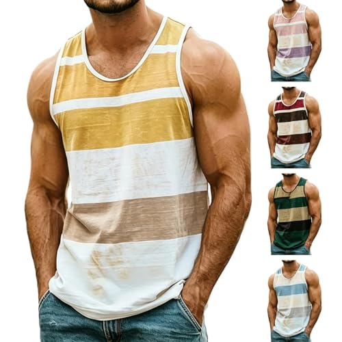 Mens Vest Quick Dry Striped Tank Vests for Men UK Summer Gym Workout Wear