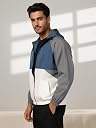 CHKOKKO Sunscreen Jacket for Men Windcheater Hooded Zipper Sports Jacket | UV Protection | Sun Protective | Lightweight Water Resistant | Riding Biker | Outdoor Travel Gym Running BLUWHTGRY L gallery image