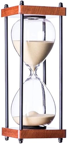 Miniatura 5 de Temporizador de reloj de arena grande de 60 minutos, cristal de arena decorativo de madera, negro