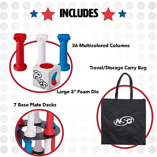 NSG Giant Tumbling Tower Game - Classic Stacking Game, 36 Colorful Pieces, Foam Dice, and Travel Storage Bag - Party Game for Friends and Family Ages 5 and up - Thumbnail 4