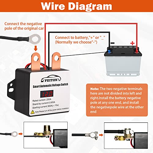 Remote Battery Disconnect Switch with Led Voltmeter Display, 12V 360A Smart Battery Cut Off Switch, Battery Kill Switch for Car RV Truck Camper, Dual Remote Control Anti-Theft Prevent Battery Drain