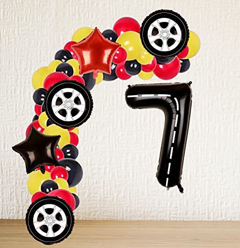 Race Car Balloons Wheel Tire Balloons 7Th Birthday Party Decorations For Boys Foil Mylar Racing Car Theme Party Supplies Monstor Truck Transportation Party Favors Anniversary Decor #TOP2