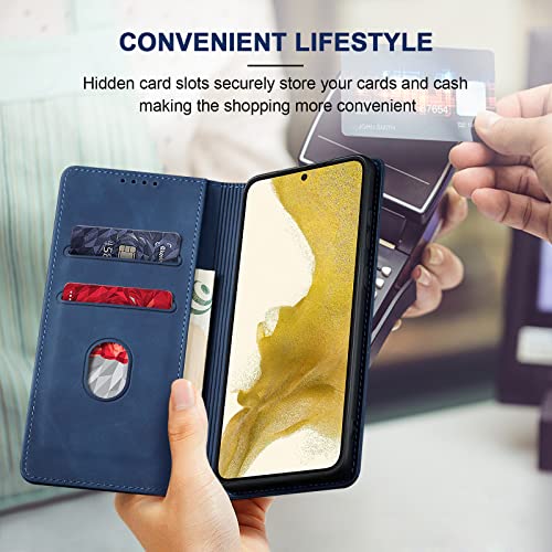 Image of Jasonyu Flip Wallet Case for Samsung Galaxy S22 Plus /S22+,Blue