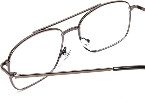 Miniatura 4 de Calabria 8151 Square Pilot - Gafas de lectura de metal +0.75 Gunmetal para hombres y mujeres, diseño clásico de moda, lentes elegantes
