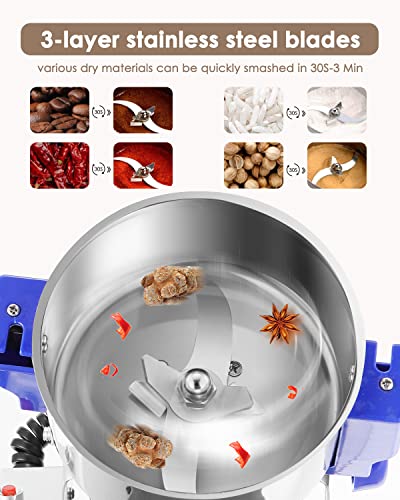 Moongiantgo 800G Electric Grain Grinder Mill High Speed Spice Grinder 2500W Stainless Steel Pulverizer Dry Grinding Machine For Cereal Spices Herbs Coffee (800G Swing) #TOP3