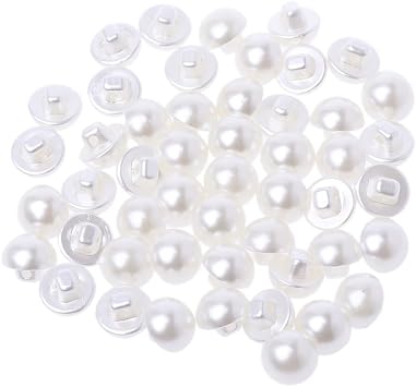 appuivbt 50 Pcs أزرار لؤلؤة فو، نصف الكرة قبة أزرار لؤلؤة بيضاء لخياطة سكرابوكينغ الحرف، 10 mm