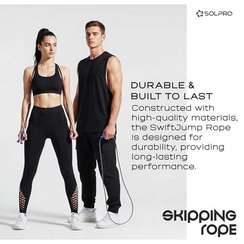 Image of Solpro Aero Adjustable Jump Rope Skipping Rope for men, women, kids, boys, girls | Unisex, Tangle-Free, Durable, Ideal for fitness, cardio, agility & home workouts