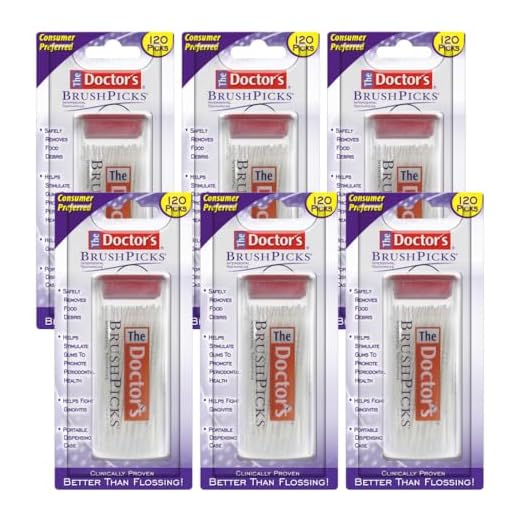 The Doctor's BrushPicks Interdental Toothpicks | 120-Picks per pack | (6-Pack)