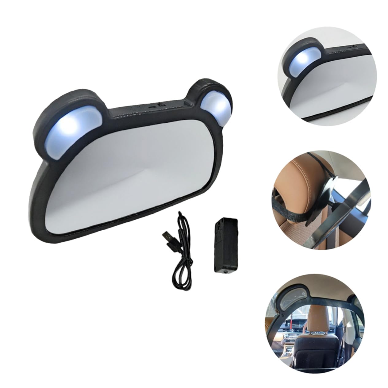 LED Rücksitz Beobachtungsspiegel für Babys mit Fernbedienung, USB