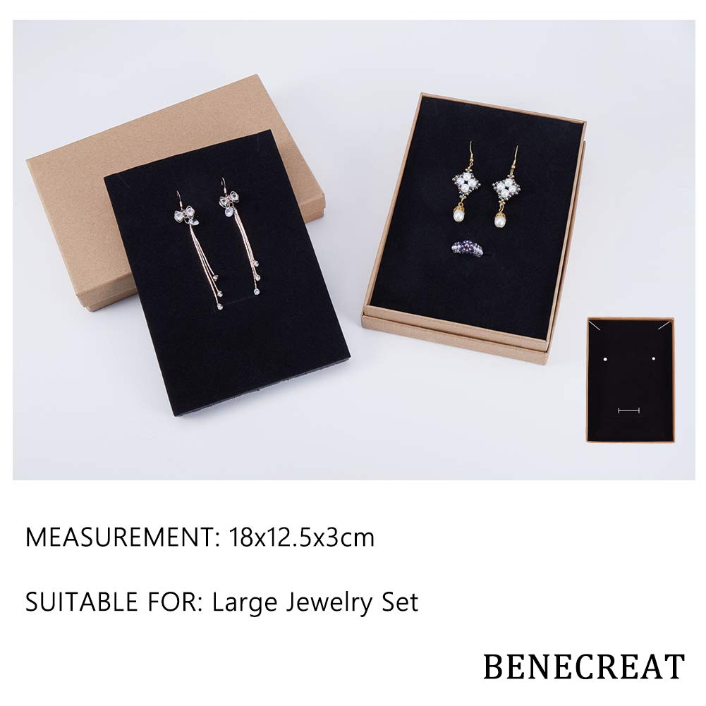 BENECREAT 12 Pack Halskette Ring Box 18x12,5x3cm Kraft Brown Rechteck Karton Schmuckschatullen Große Geschenkbox für Hochzeit Party