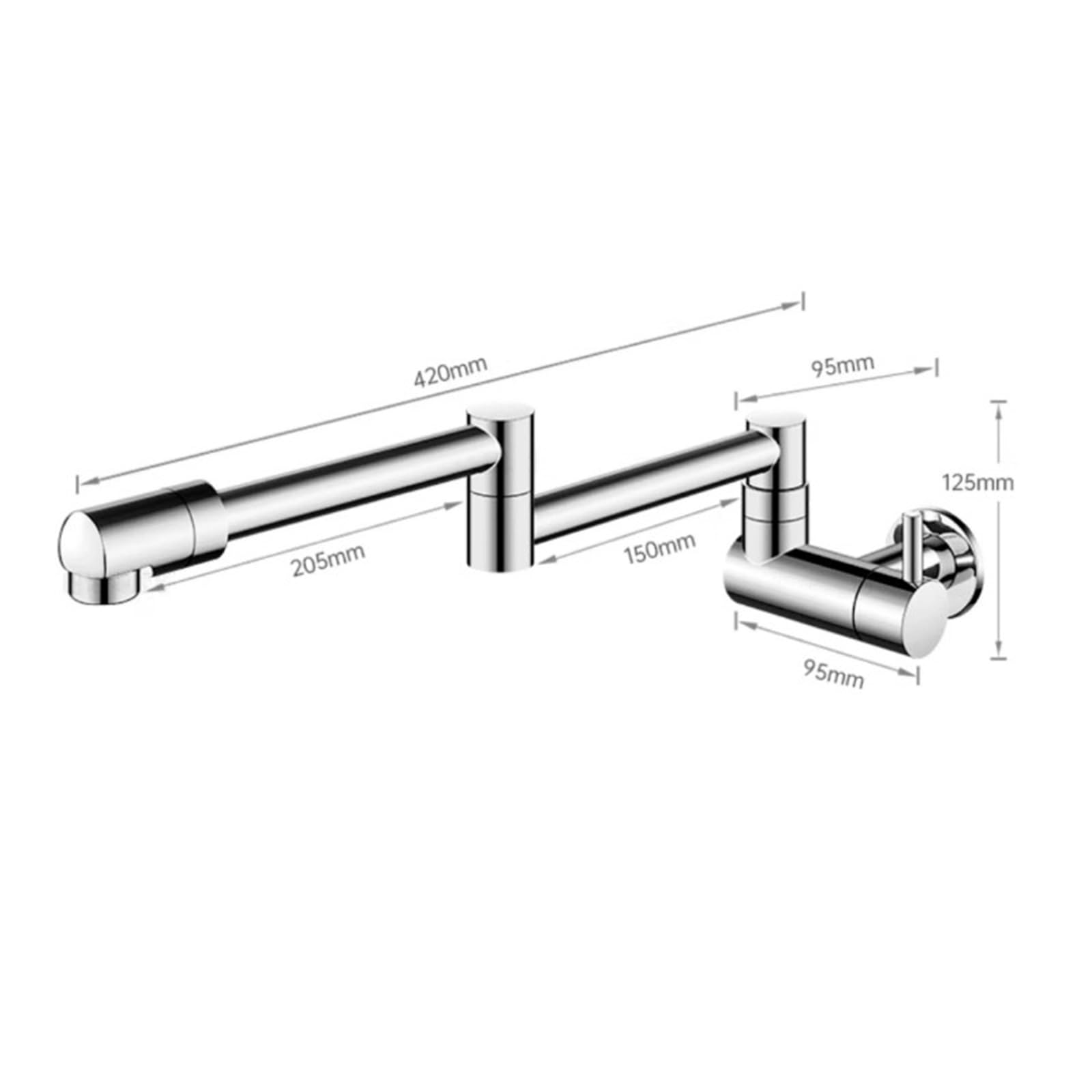 Mitigeur Mural Cuisine Rotatif À 360 ° Robinet De Remplissage De Casserole Pliable Rétractable En Laiton Eau Froide Uniquement,Noir
