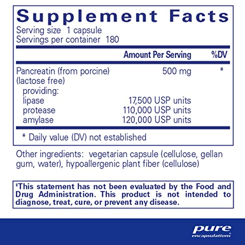 Pure Encapsulations Pancreatic Enzyme Formula | Supplement To Support The Optimal Digestion Of Food And Absorption Of Nutrients* | 180 Capsules #TOP1